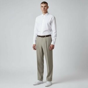 Peter Millar Wool Linen Pants Men Gray 42x29 Cuffed Vitale Barberis Made Italy